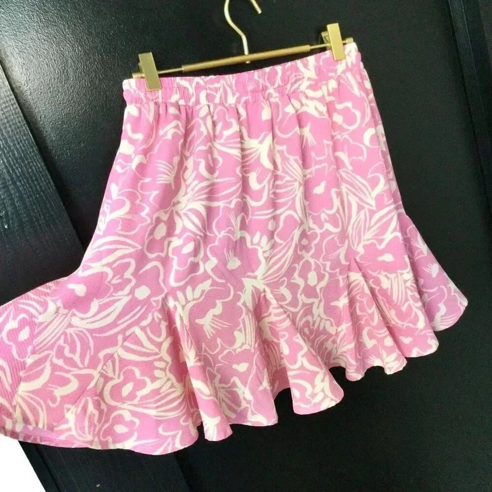 NWT Sugarlips Womens Pink Malia Floral Lowell Fluted Pleated Mini Skirt Medium - Picture 2 of 8